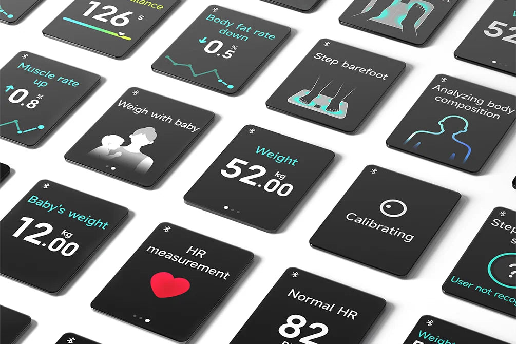 Trendkaarten op het 3,5 inch scherm van de Xiaomi Mijia Body Composition Scale S400 Pro