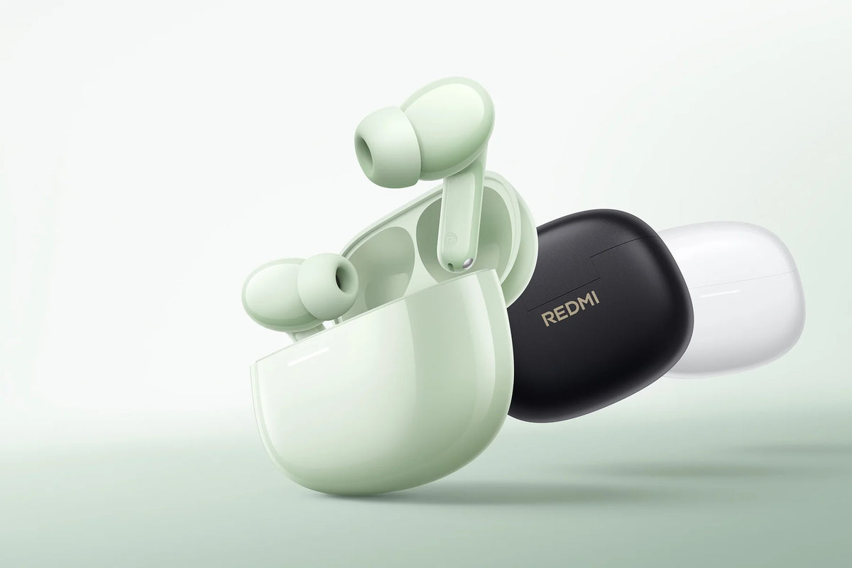 Oplaadcases van de Xiaomi Redmi Buds 8 in groen, zwart en wit