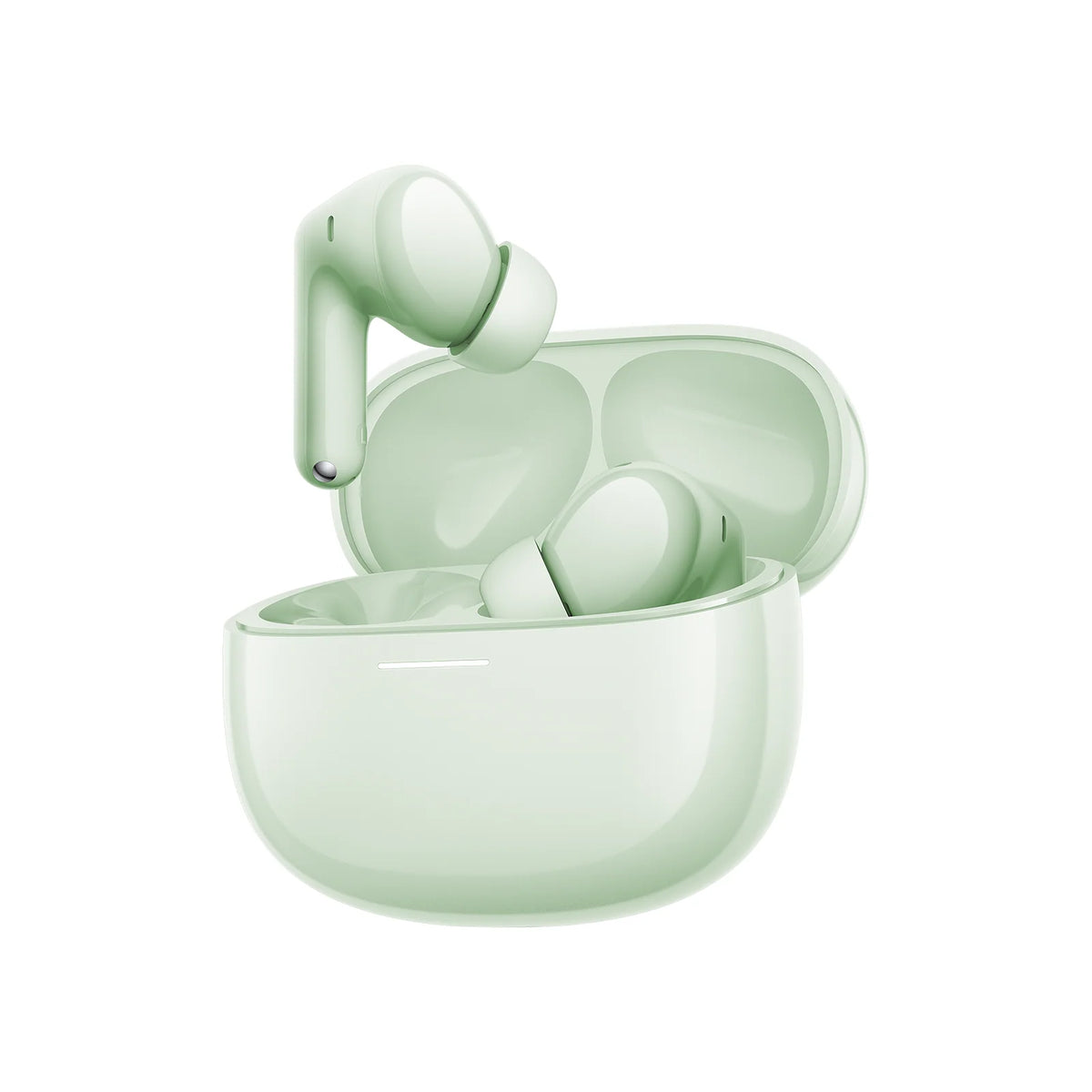 Xiaomi Redmi Buds 8 in groen, met de oplaadcase open