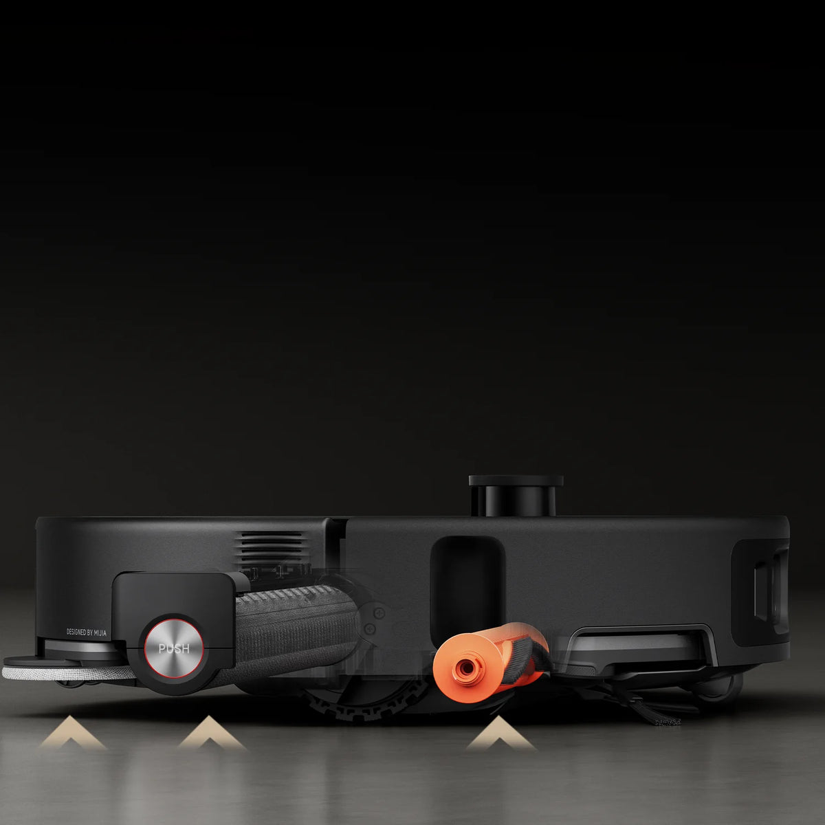 Zijaanzicht met de optilbare rollermop van de Xiaomi Robot Vacuum 6 Max