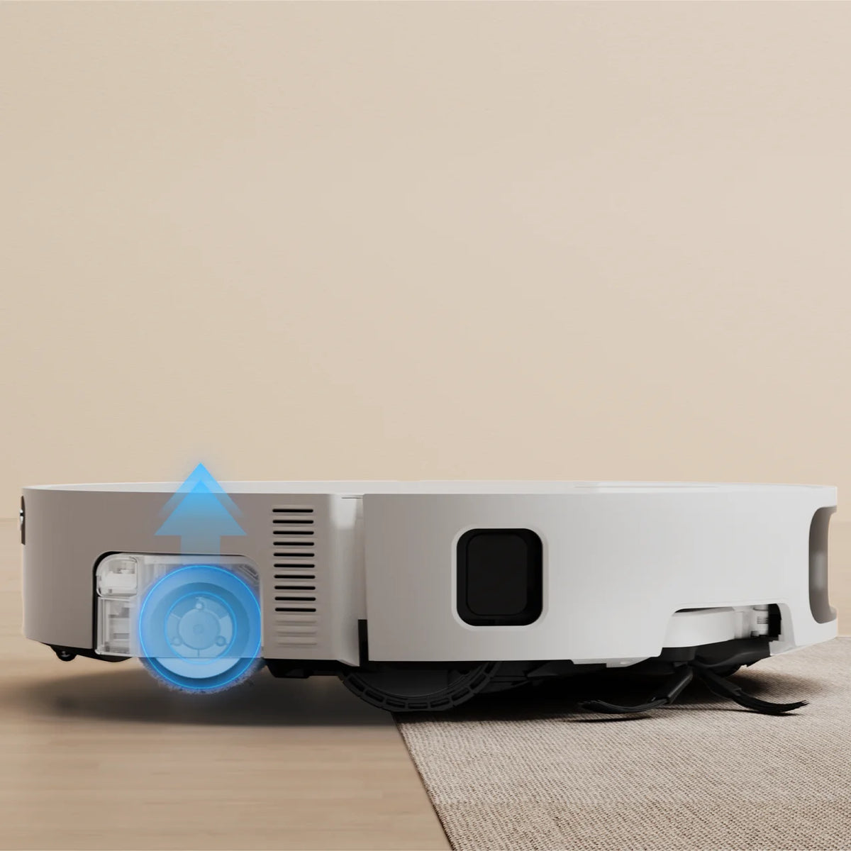 De Xiaomi Robot Vacuum 6 herkent een kleed en tilt de rollermop op