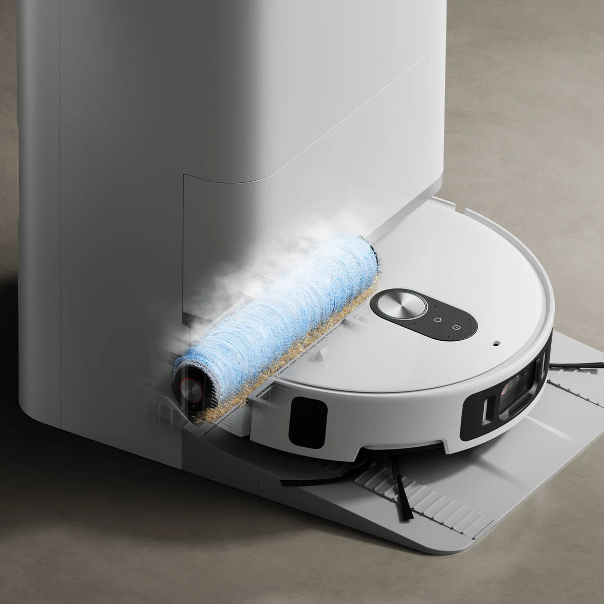 Het station wast de rollermop van de Xiaomi Robot Vacuum 6 Pro met heet water
