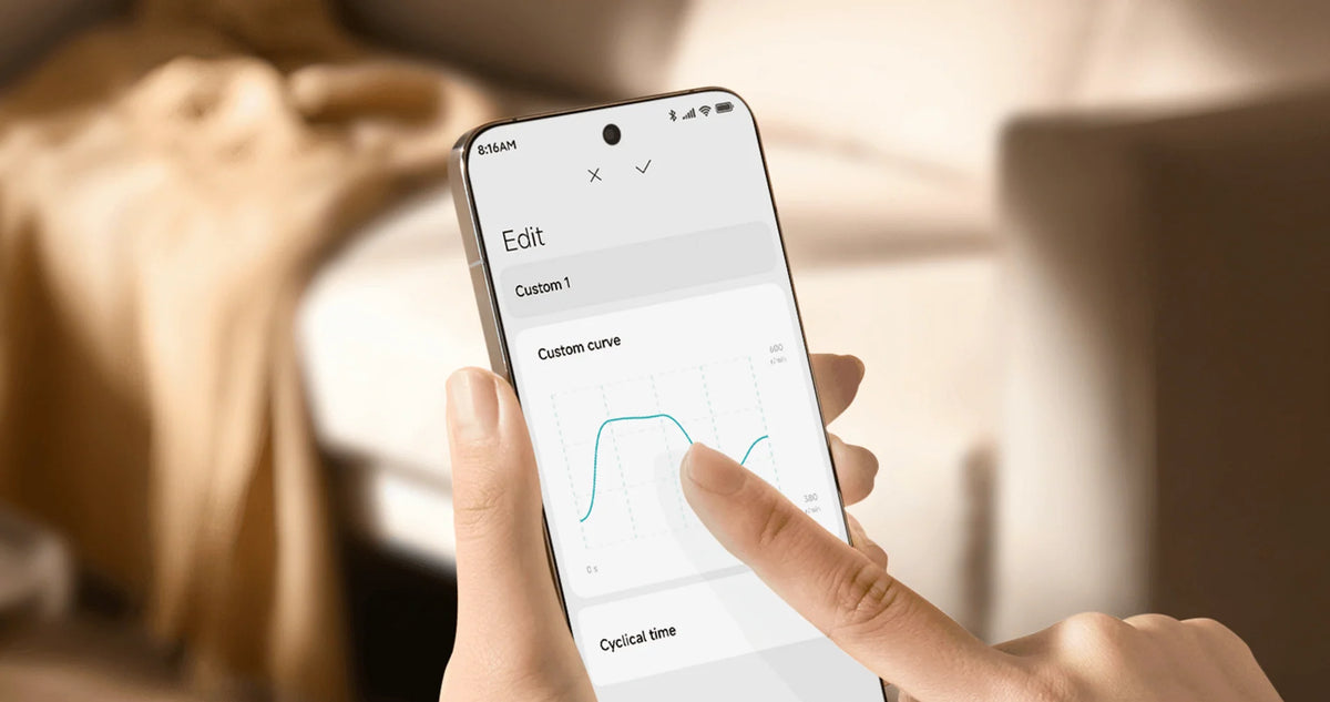 Windcurve van de Xiaomi Mijia Smart Standing Fan Pro Slim aanpassen op de telefoon