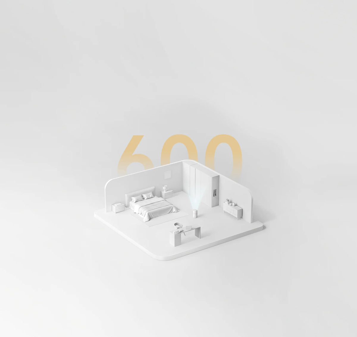 Kamermodel met de Xiaomi Smart Evaporative Humidifier Pro, die tot 600 ml per uur verdampt