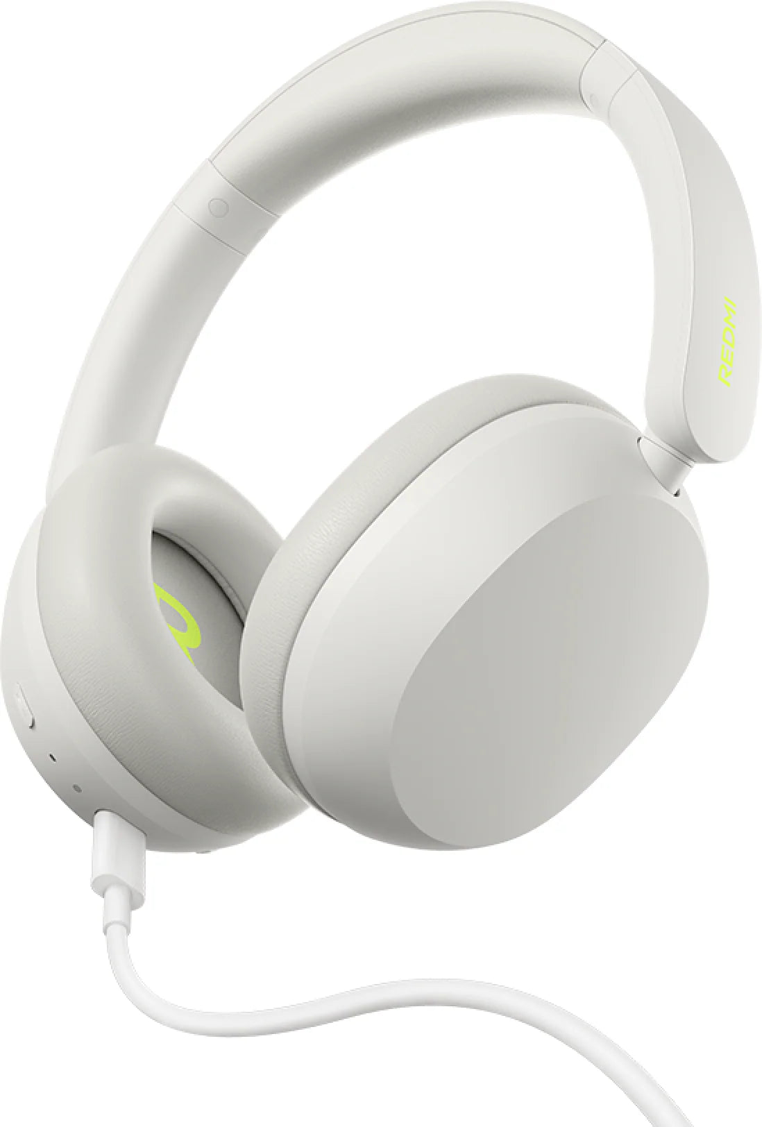 Witte Xiaomi Redmi Headphones Neo bedraad aangesloten met een USB-C kabel