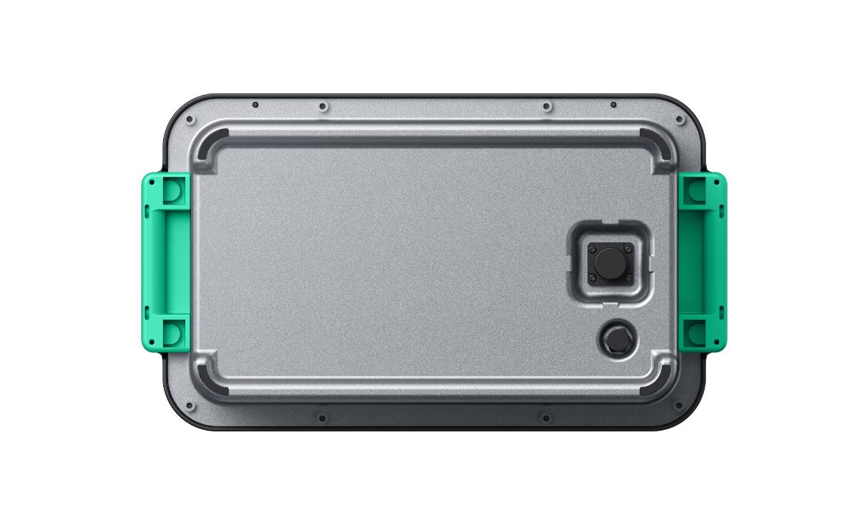 Onderaanzicht van de Zendure AB2000L uitbreidingsbatterij