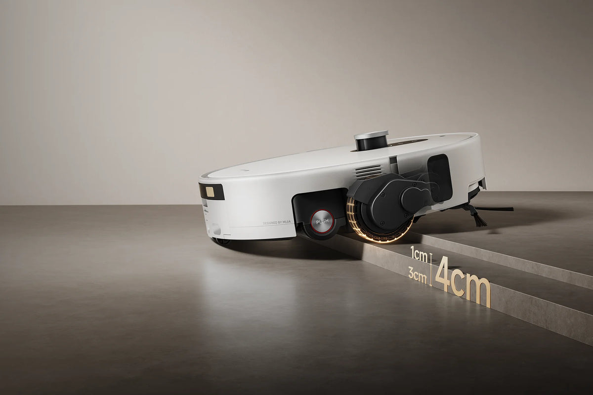 Xiaomi Robot Vacuum 6 Pro tilt zijn wiel op en neemt een drempel van samen 4 cm